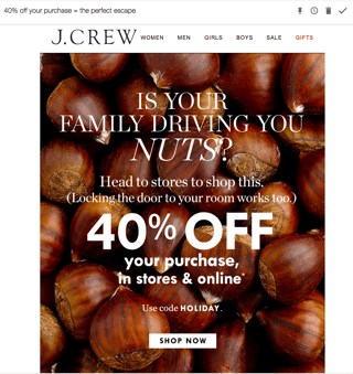 JCrew Black Friday Email Campaign